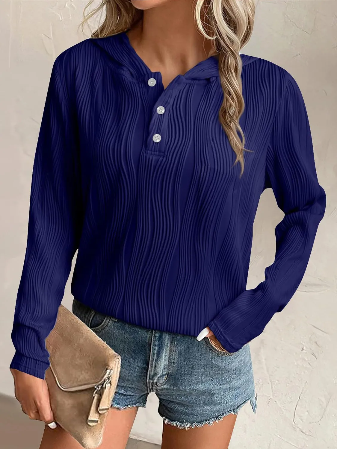 NicholesGifts Women Textured Long Sleeve Hoodie