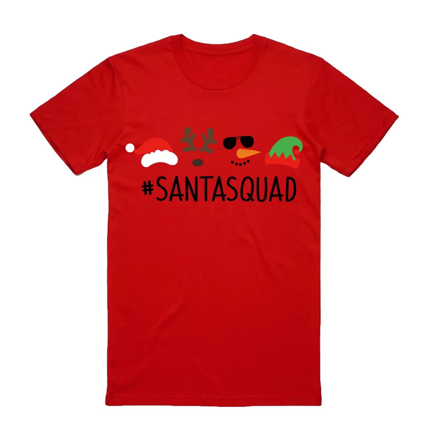 NNEDSZ 100% Cotton Christmas T-shirt Adult Unisex Tee Tops Funny Santa Party Custume, Santa Squad (Red), S