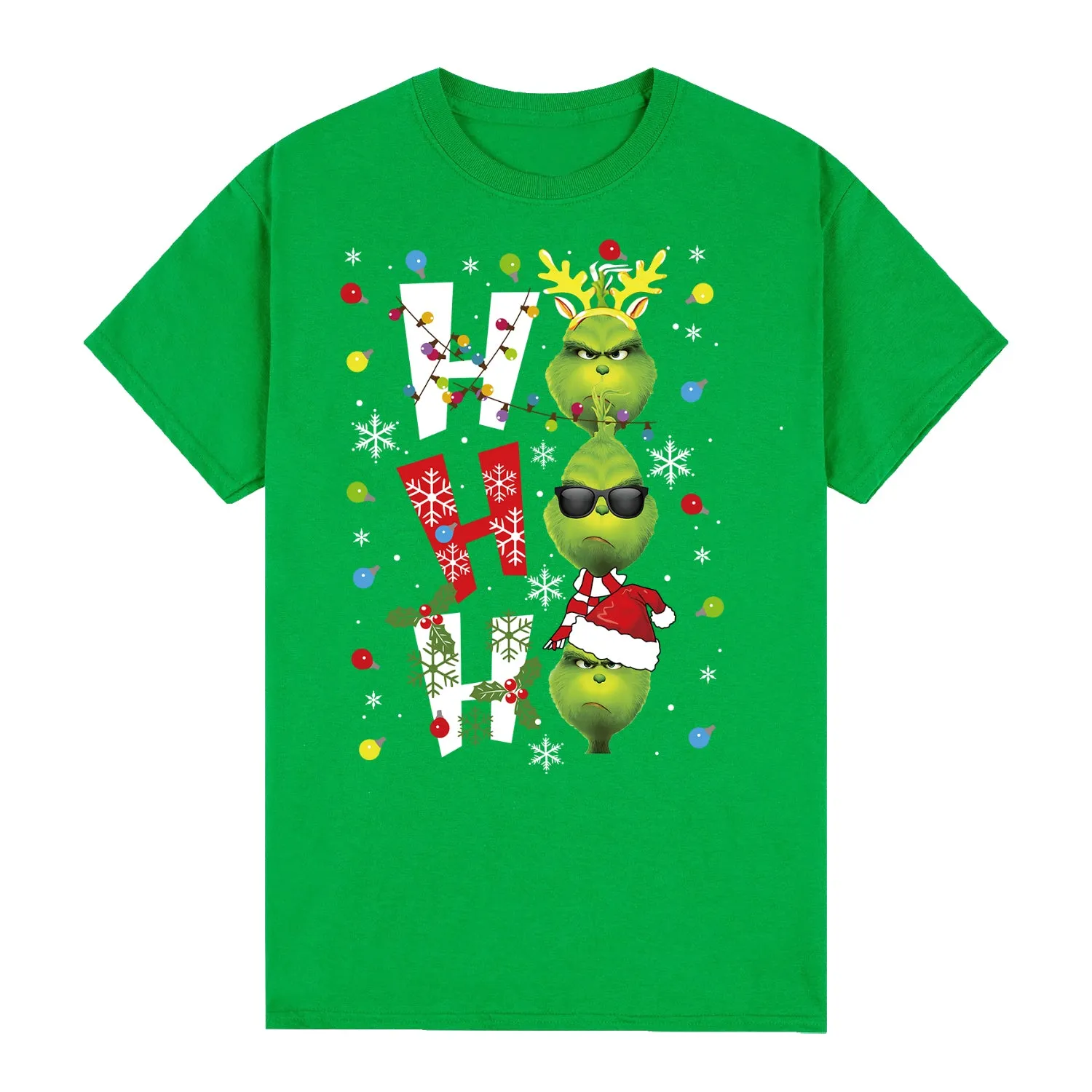 NNEDSZ 100% Cotton Christmas T-shirt Adult Unisex Tee Tops Funny Santa Party Custume, Shrek (Green), 2XL