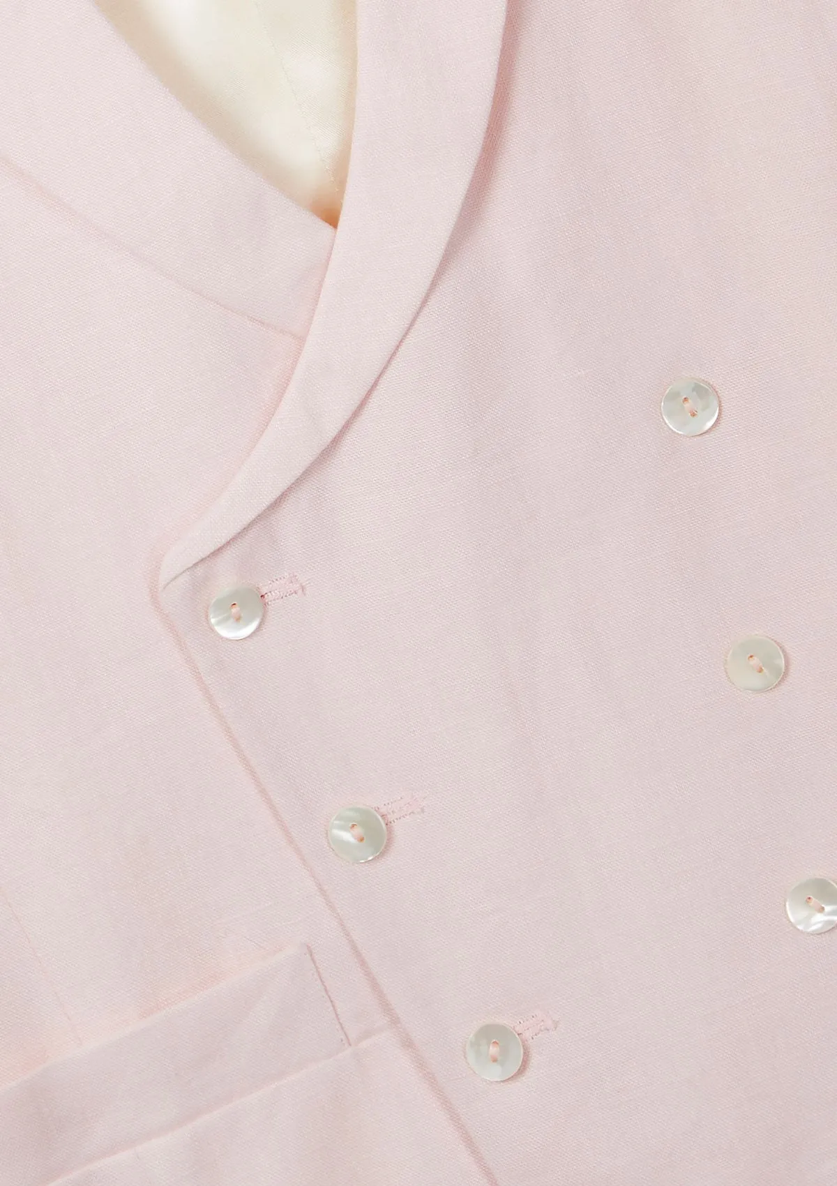 Pale Pink Peak Lapel Double Breasted Waistcoat