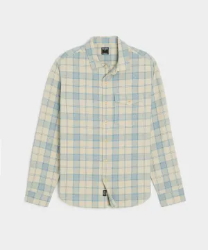 Peached Cotton Lodge Shirt in Blue Plaid