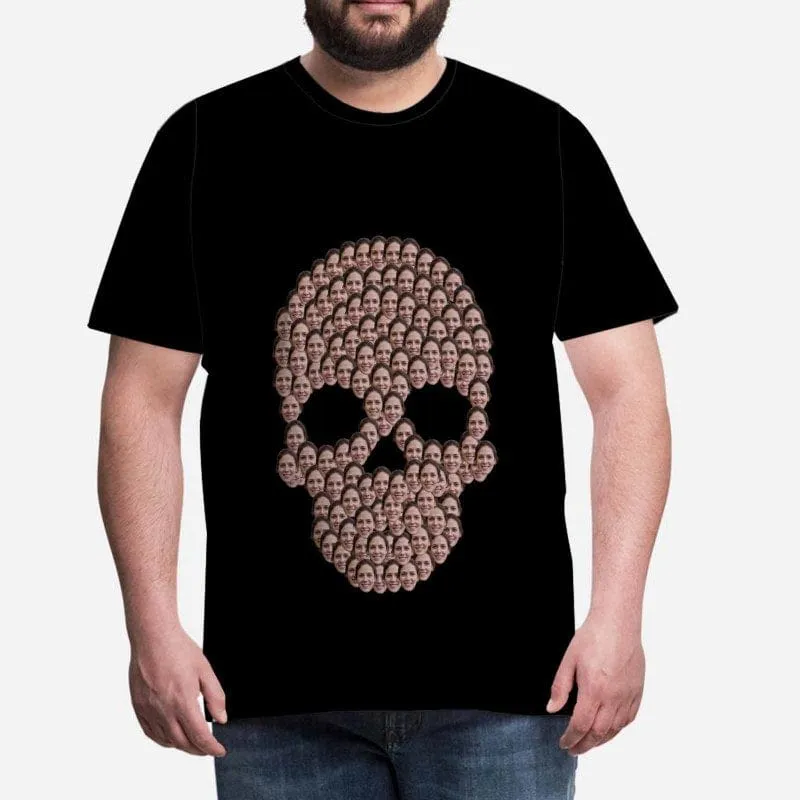 Personalized Shirt with Girlfriend Face Skull Black Custom Men's All Over Print T-shirt