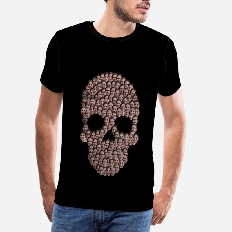 Personalized Shirt with Girlfriend Face Skull Black Custom Men's All Over Print T-shirt