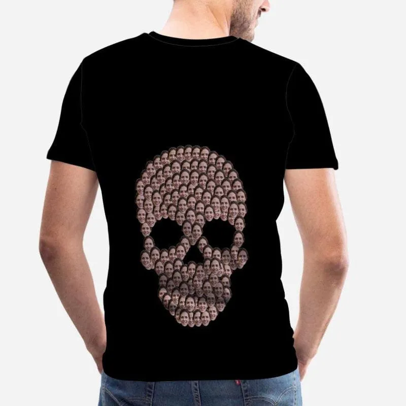 Personalized Shirt with Girlfriend Face Skull Black Custom Men's All Over Print T-shirt