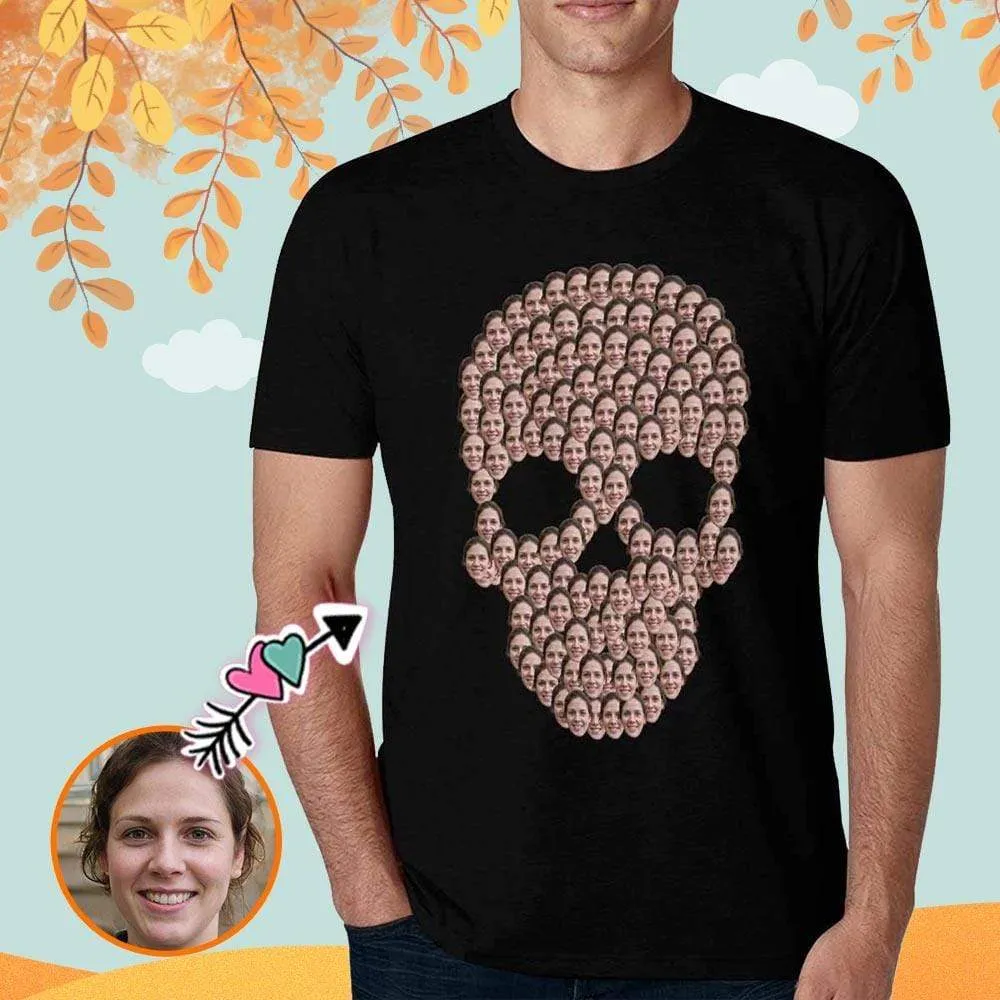 Personalized Shirt with Girlfriend Face Skull Black Custom Men's All Over Print T-shirt