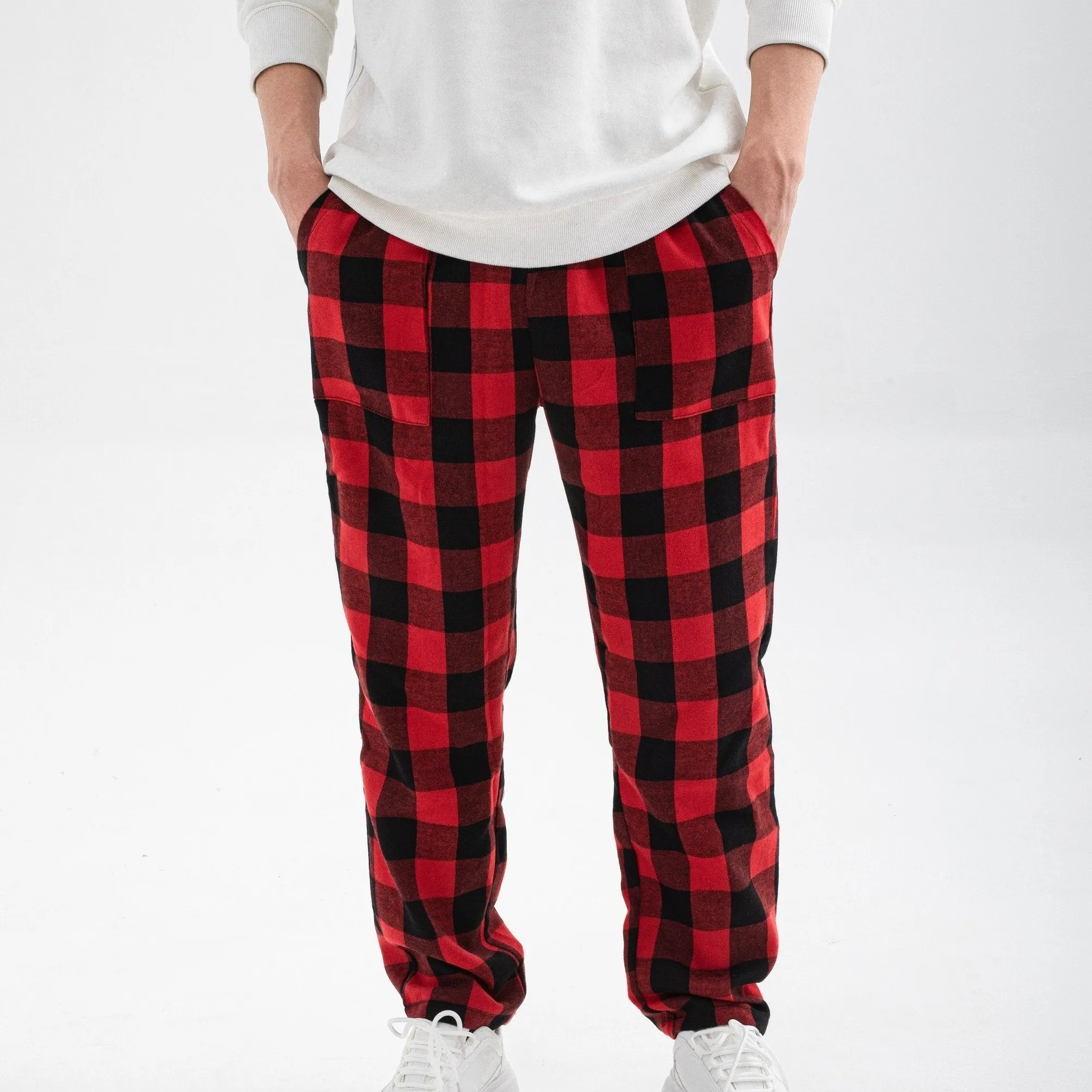 Plaid Bedroom Pajamas Soft and Breathable Mens Sleepwear