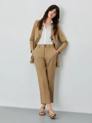 Regular Fit Suit Trousers In Viscose Linen Blend