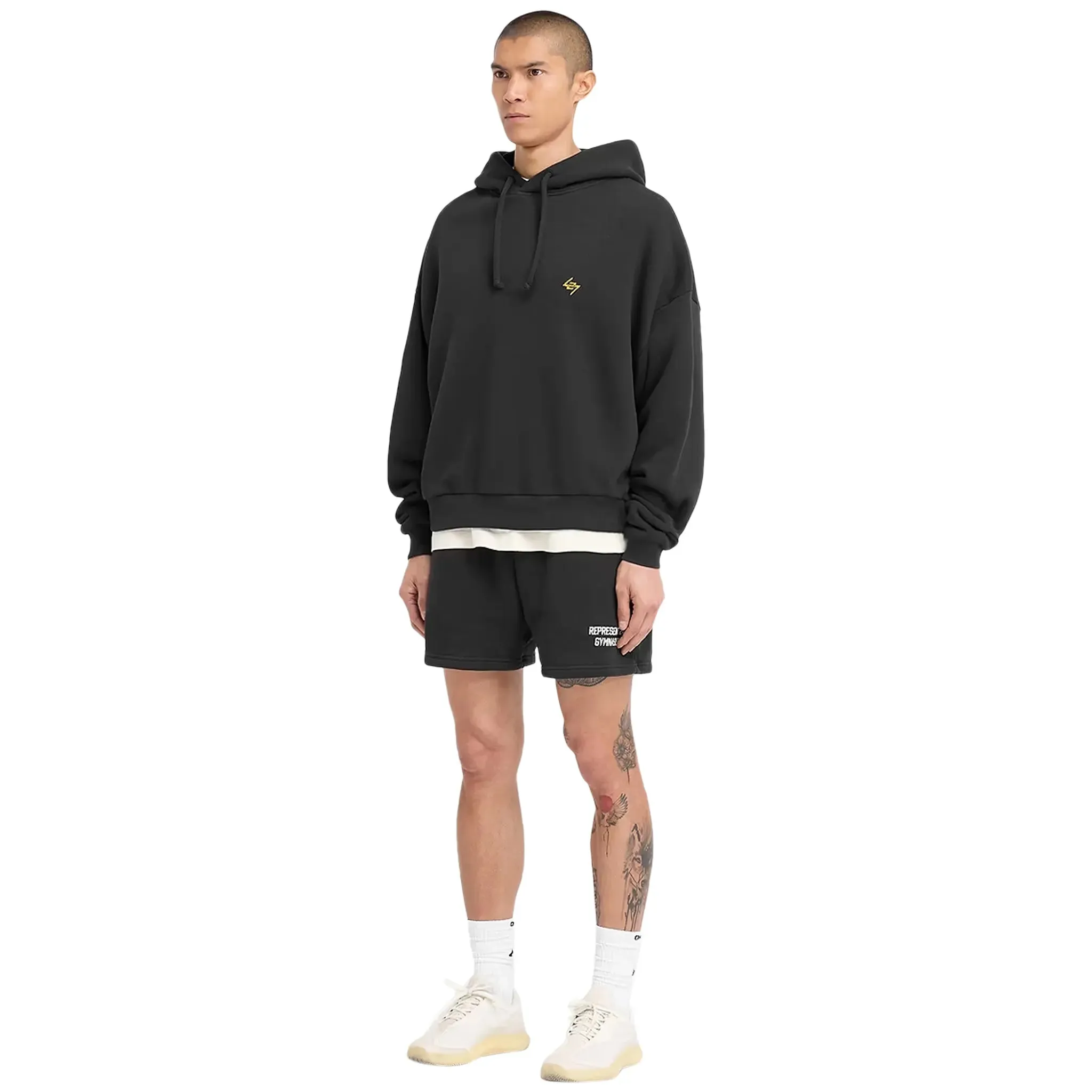 Represent 247 On His Shoulders Boxy Off Black Hoodie