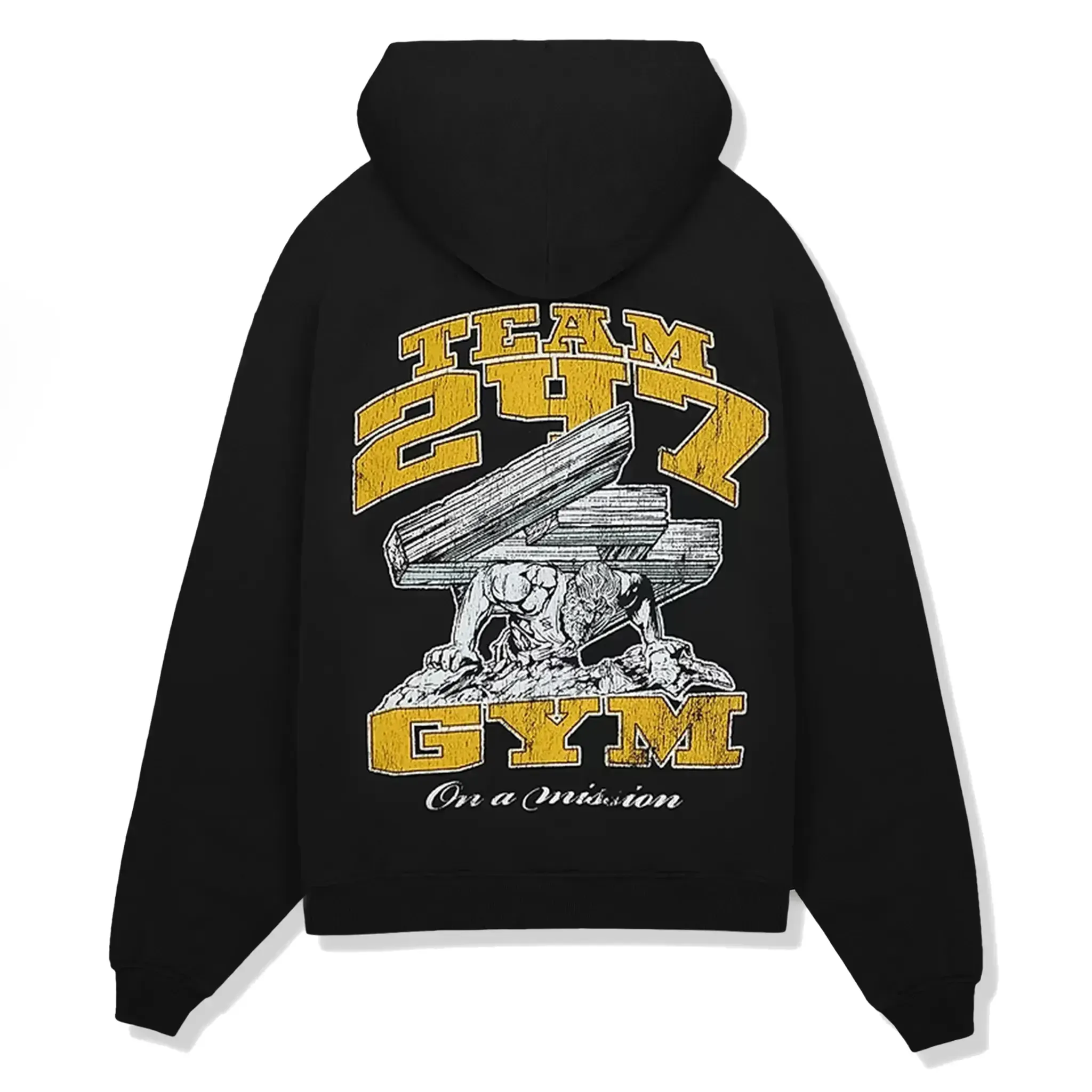 Represent 247 On His Shoulders Boxy Off Black Hoodie