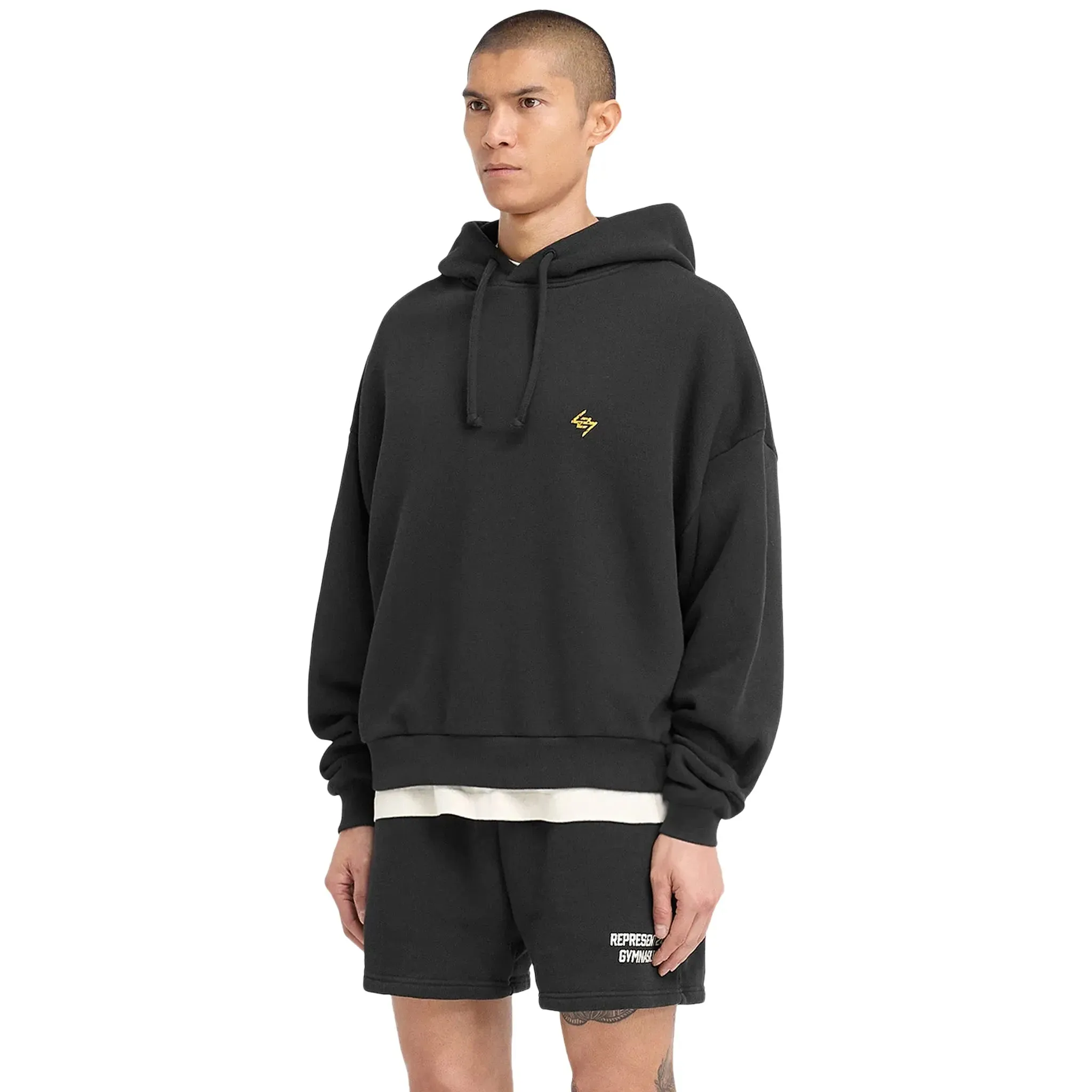 Represent 247 On His Shoulders Boxy Off Black Hoodie