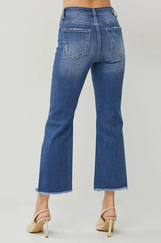 RISEN High Rise Ankle Wide Straight Jeans