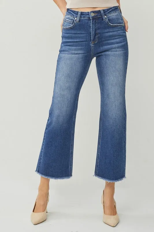 RISEN High Rise Ankle Wide Straight Jeans