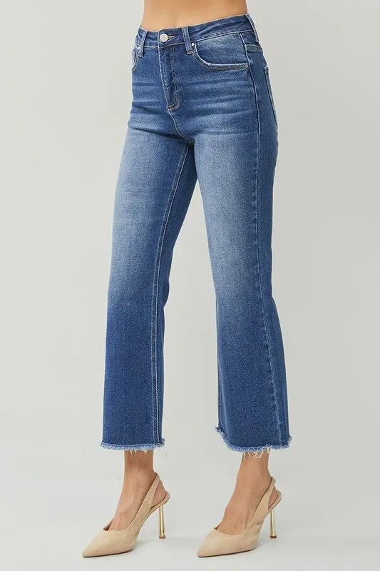 RISEN High Rise Ankle Wide Straight Jeans