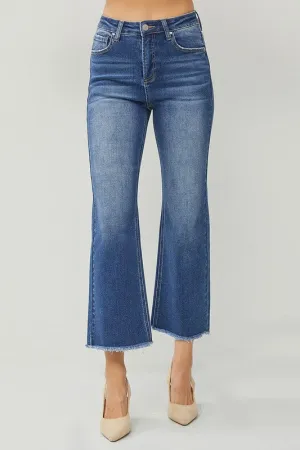 RISEN High Rise Ankle Wide Straight Jeans