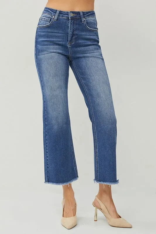 RISEN High Rise Ankle Wide Straight Jeans