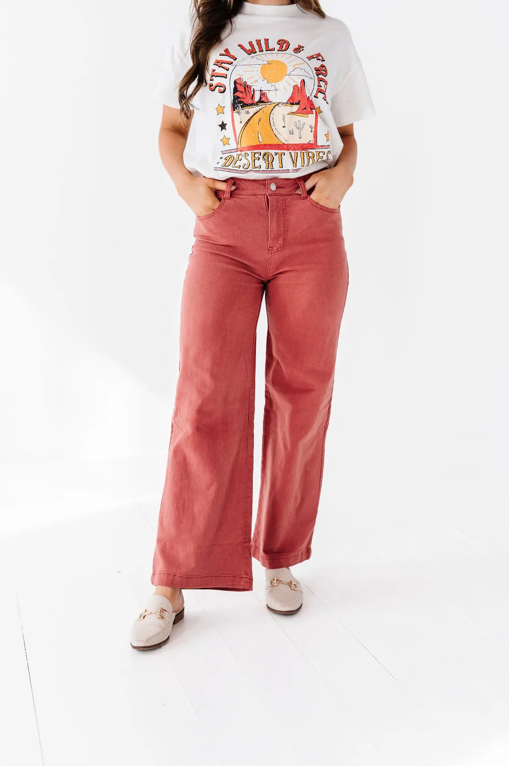Rudy Wide Leg Jeans in Rust - Size 1X Left