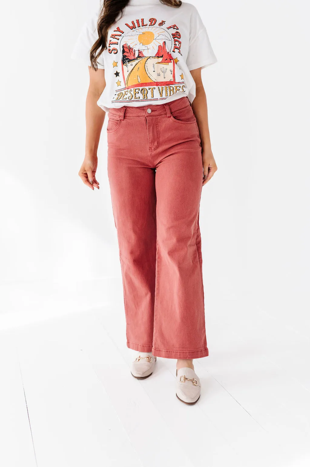 Rudy Wide Leg Jeans in Rust - Size 1X Left