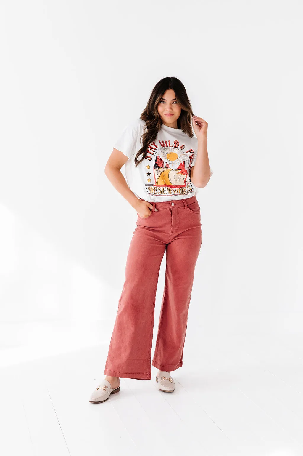 Rudy Wide Leg Jeans in Rust - Size 1X Left