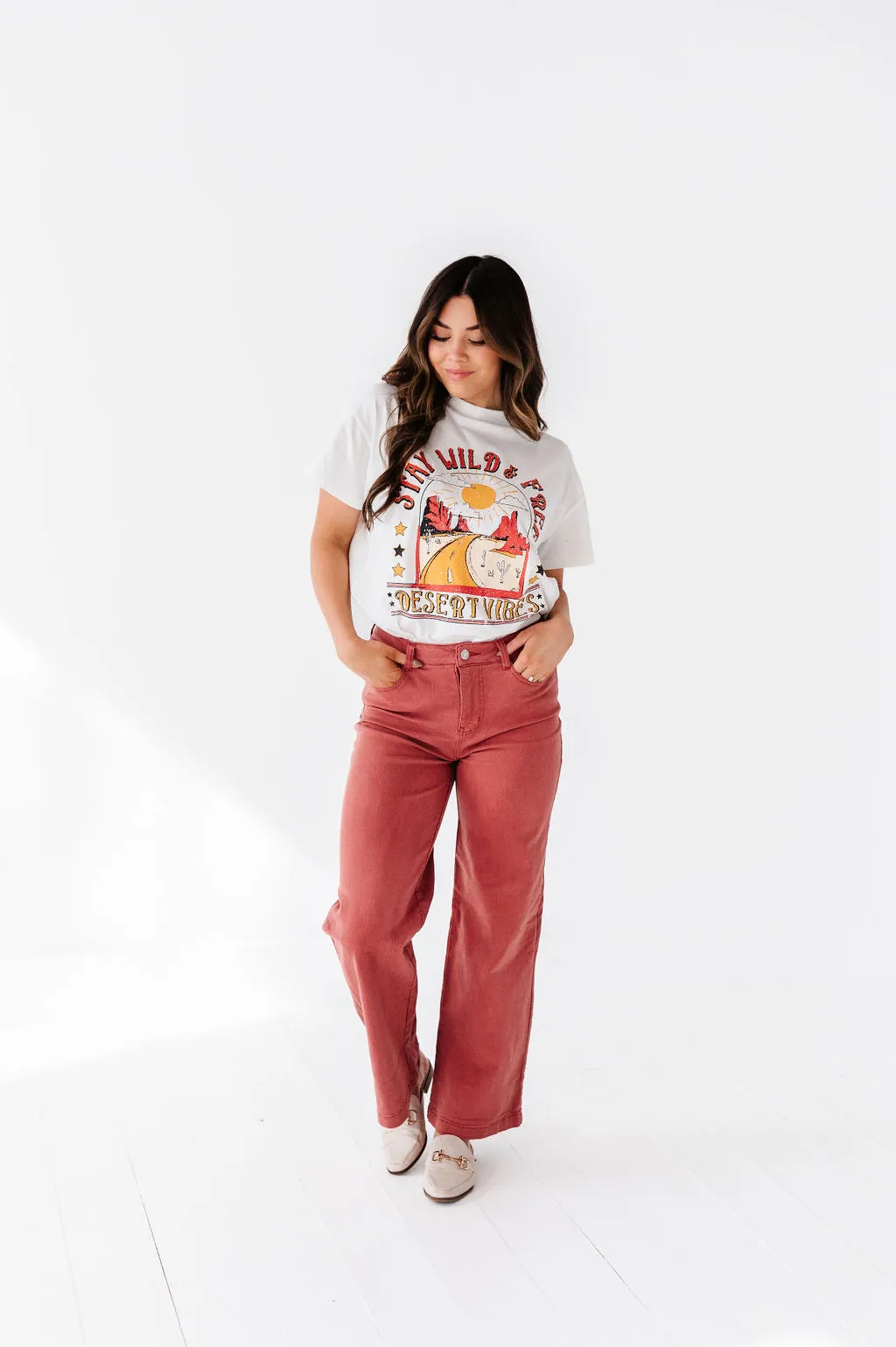 Rudy Wide Leg Jeans in Rust - Size 1X Left