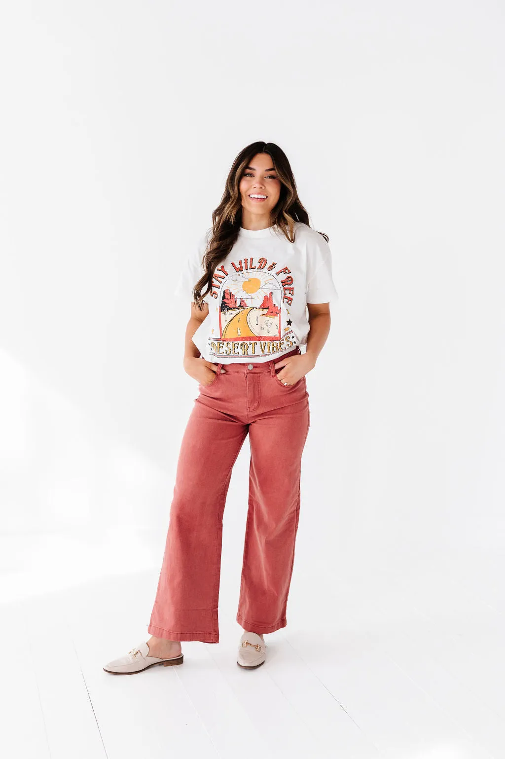 Rudy Wide Leg Jeans in Rust - Size 1X Left