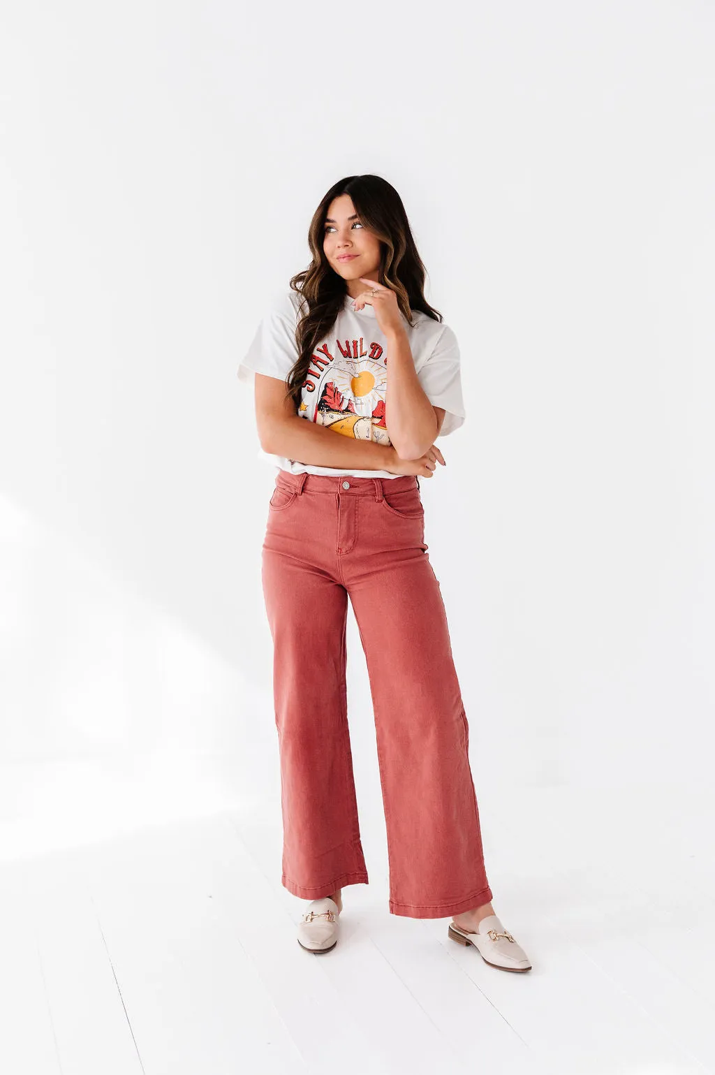Rudy Wide Leg Jeans in Rust - Size 1X Left