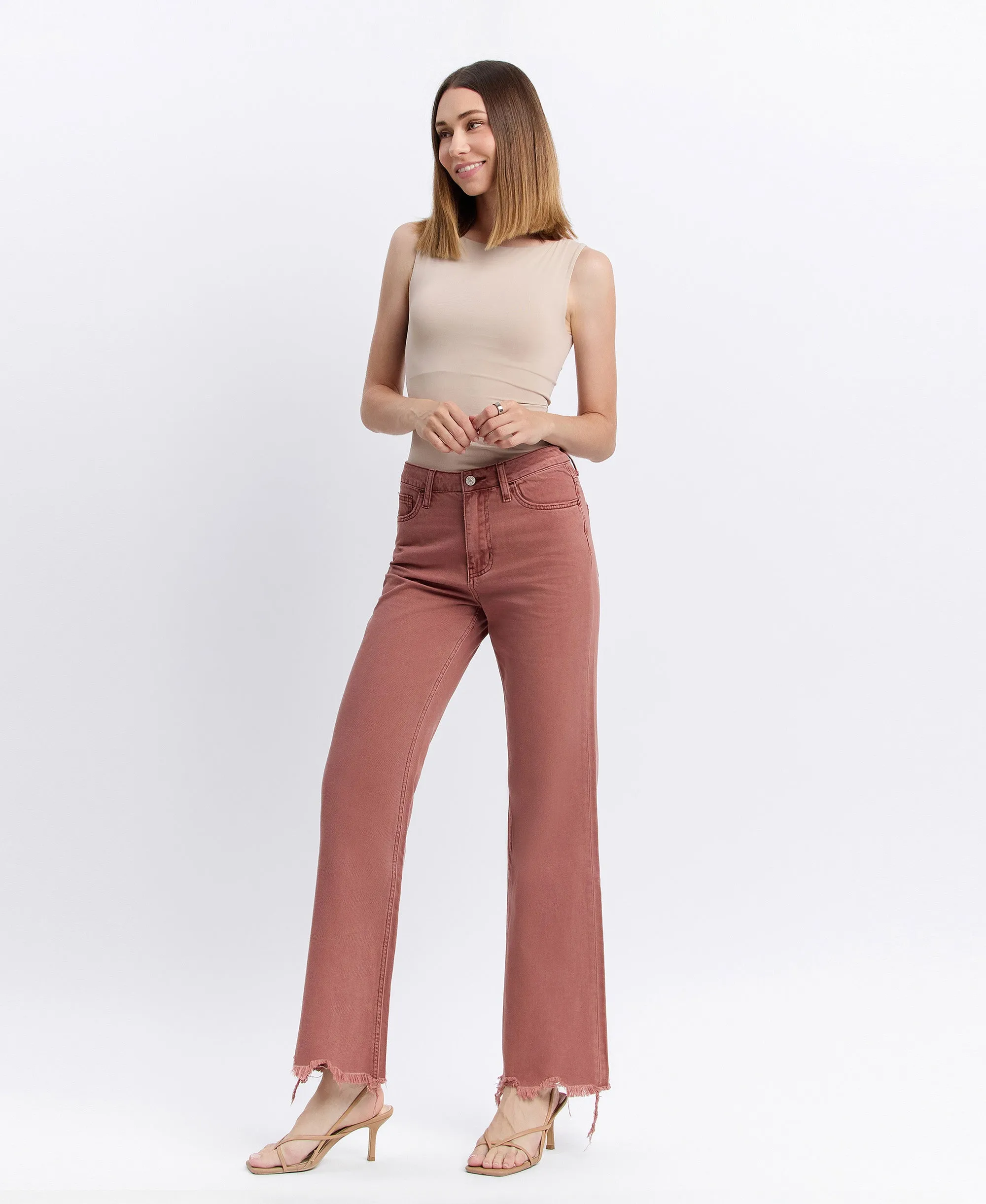 Russet - Super High Rise 90's Vintage Hem Detail Flare Jeans
