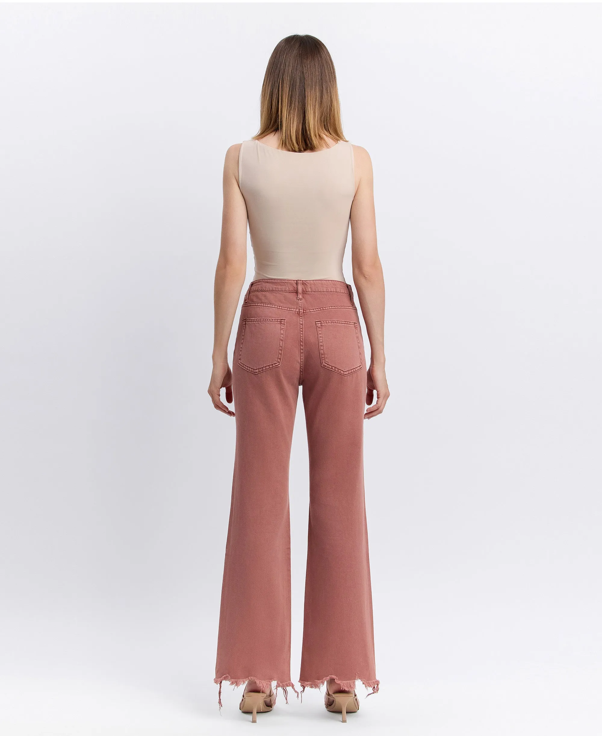 Russet - Super High Rise 90's Vintage Hem Detail Flare Jeans