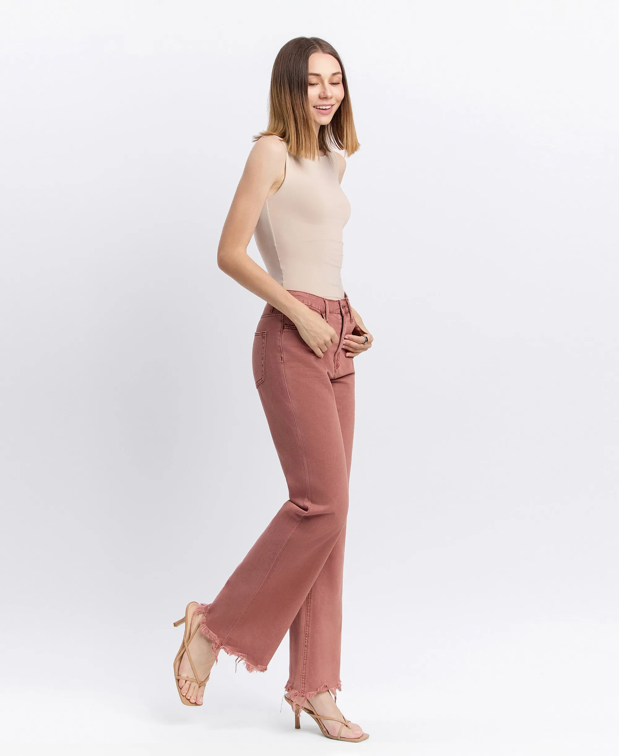 Russet - Super High Rise 90's Vintage Hem Detail Flare Jeans