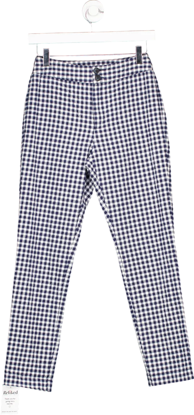 Seen Worn Kept Blue and White Gingham Check Trousers UK 8