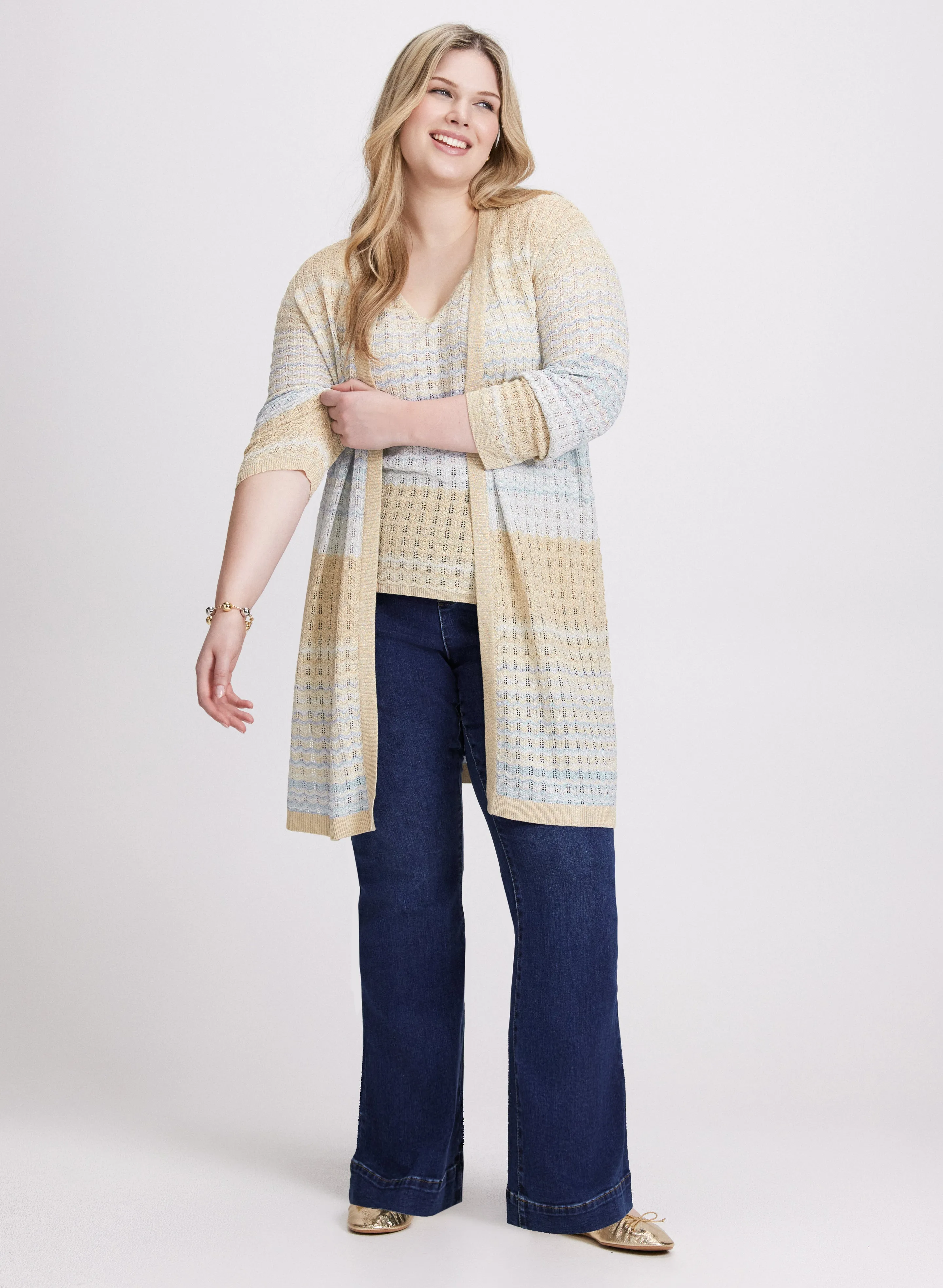 Striped Sleeveless Pointelle Sweater