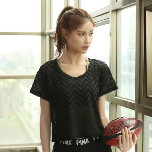 Summer Sporty Fitness Jogging Short Sleeve Women Breathable Loose T-Shirt Activewear