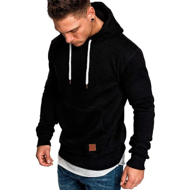 Sweatshirt men hoodies brand male long sleeve solid men Black Bed big size