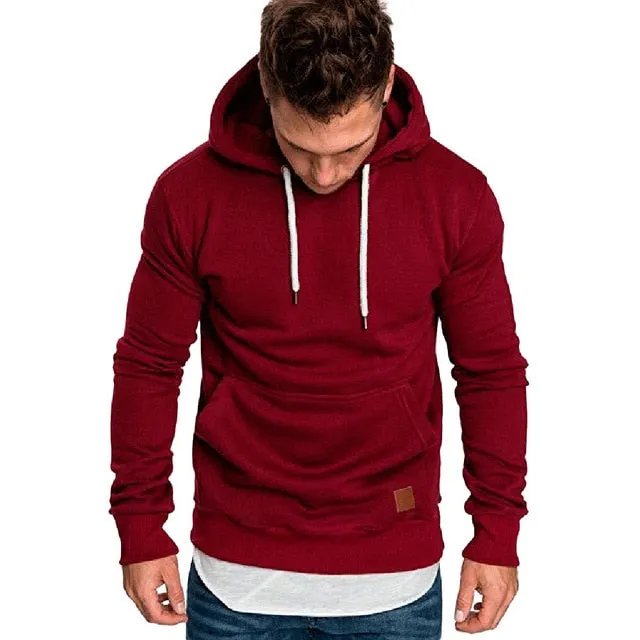 Sweatshirt men hoodies brand male long sleeve solid men Black Bed big size