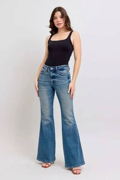 The Maylee- Judy Blue Mid Rise Tummy Control Vintage Wash Jeans