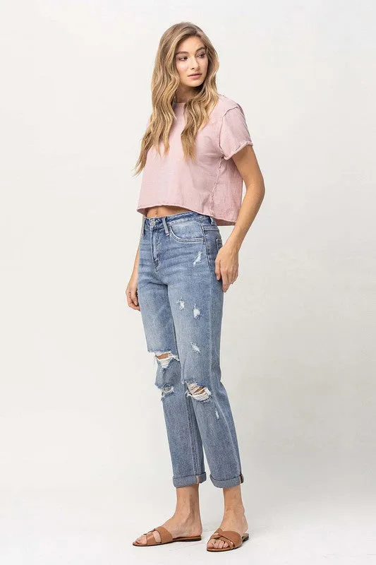 Vervet by Flying Monkey Distressed Stretch Boyfriend