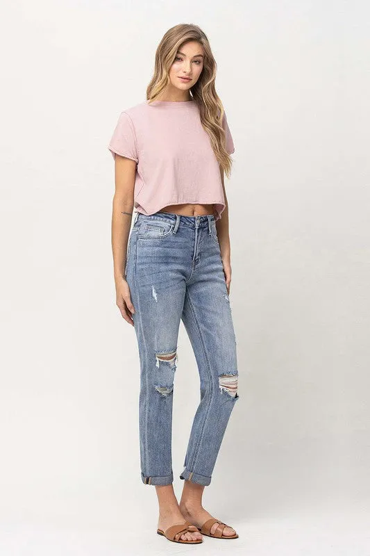 Vervet by Flying Monkey Distressed Stretch Boyfriend