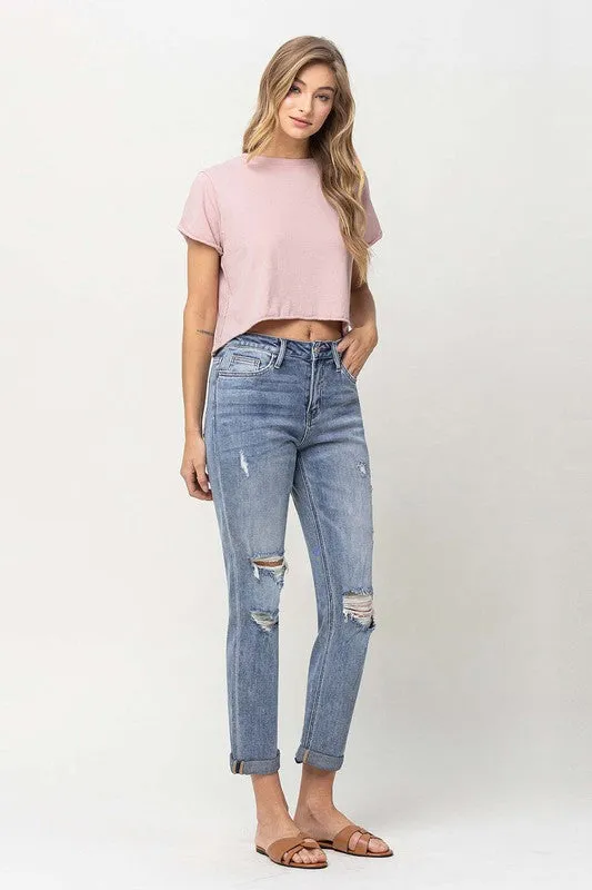 Vervet by Flying Monkey Distressed Stretch Boyfriend