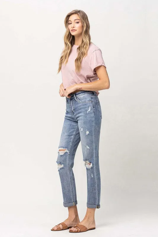 Vervet by Flying Monkey Distressed Stretch Boyfriend