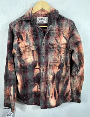 Vintage Grey, Burgundy, Peach and Black Flannel Size Small
