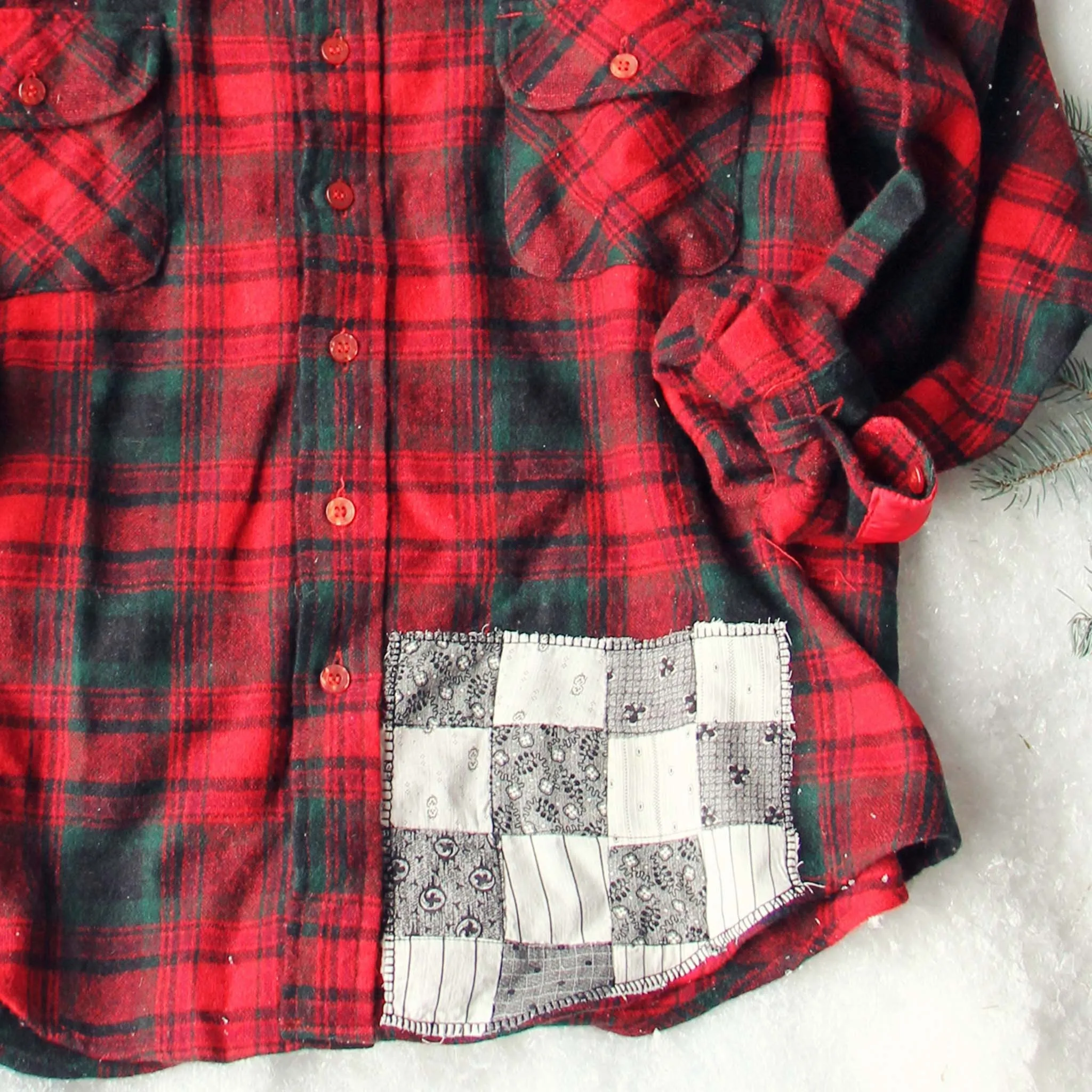 Vintage Lace & Patch Plaid Flannel #4