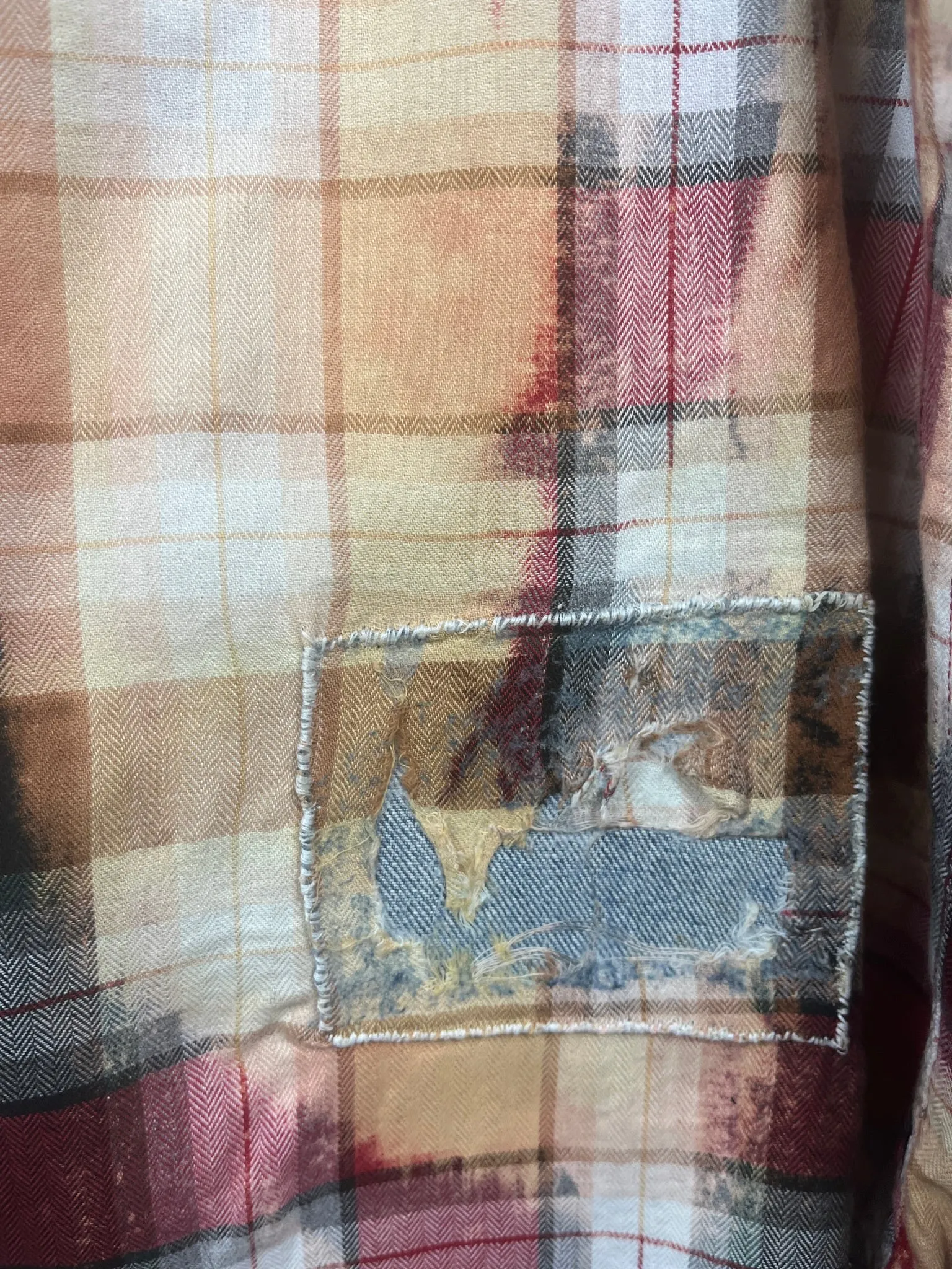 Vintage Red, Black, White and Rust Lightweight Cotton Size XL