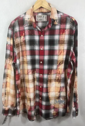 Vintage Red, Black, White and Rust Lightweight Cotton Size XL