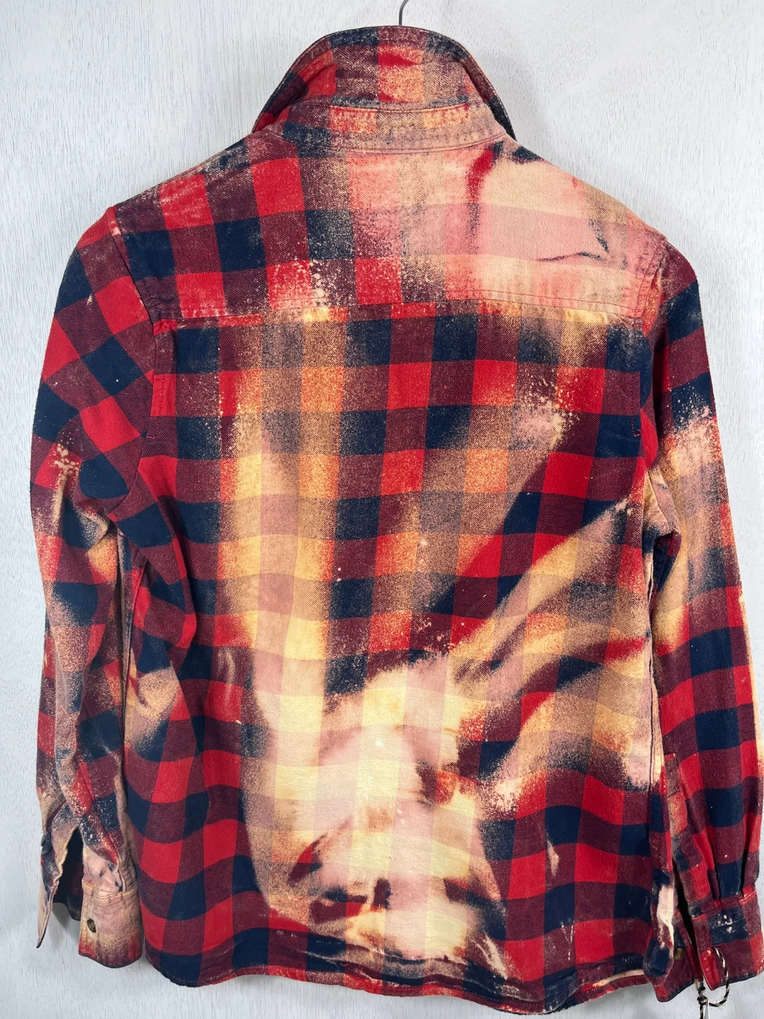 Vintage Red, Gold and Navy Blue Flannel Size XS