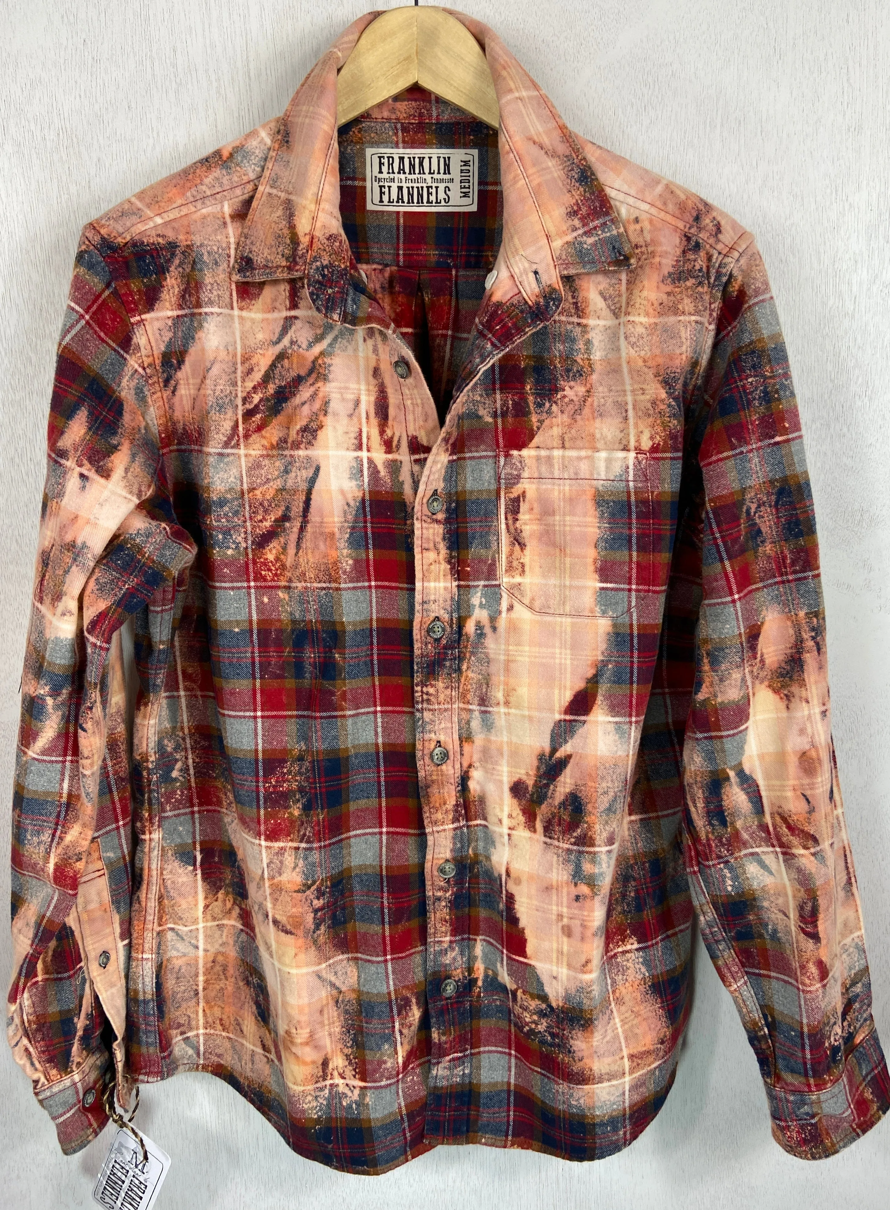 Vintage Red, Grey, Navy Blue and Gold Flannel Size Medium
