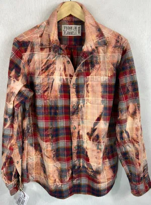Vintage Red, Grey, Navy Blue and Gold Flannel Size Medium
