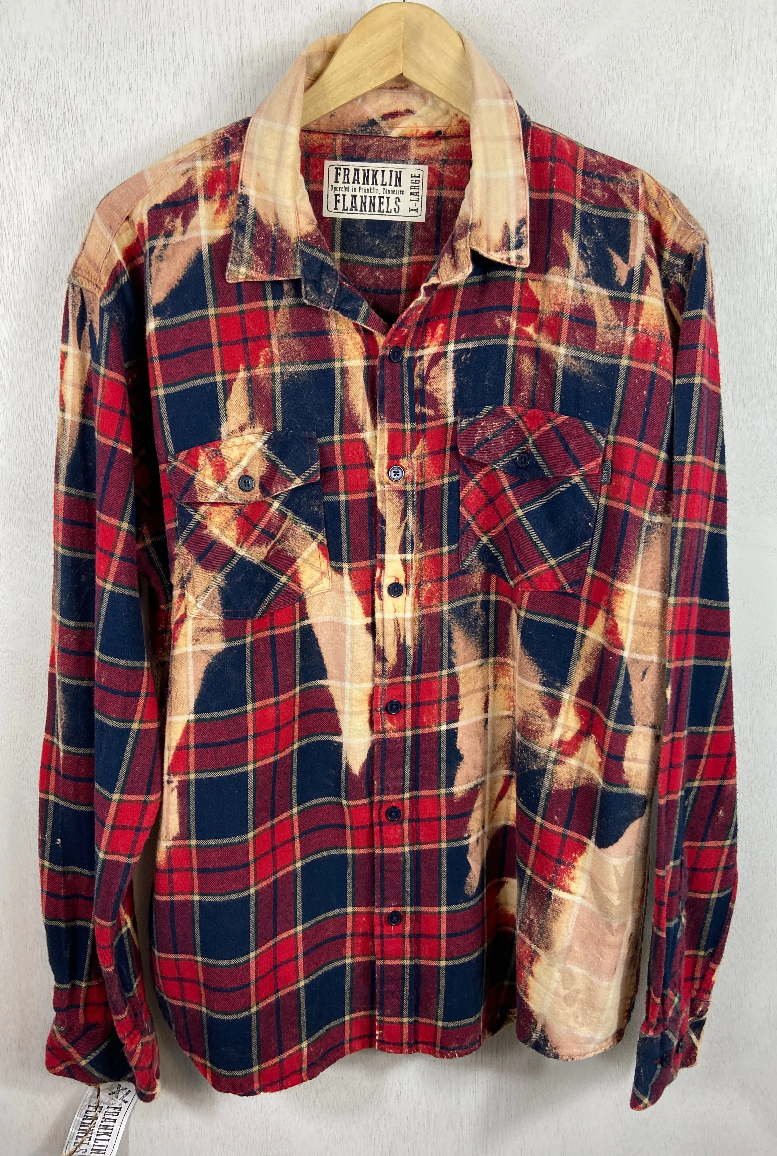 Vintage Red, Navy Blue and Rust Flannel Size XL