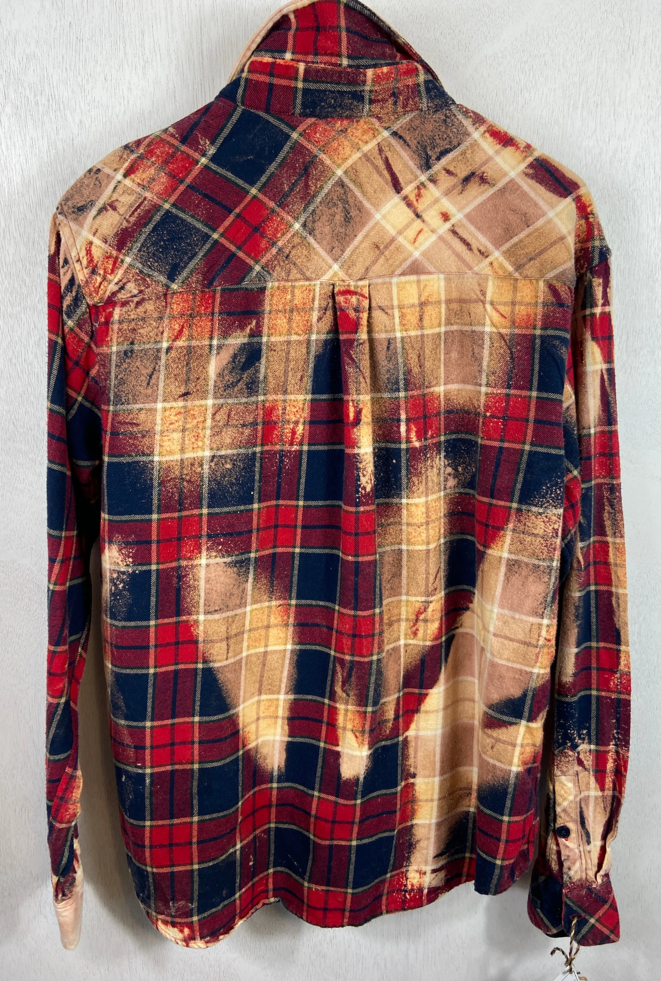 Vintage Red, Navy Blue and Rust Flannel Size XL