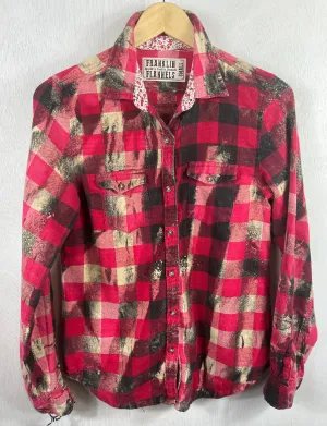 Vintage Red, Pink, Black and Cream Flannel Size Small