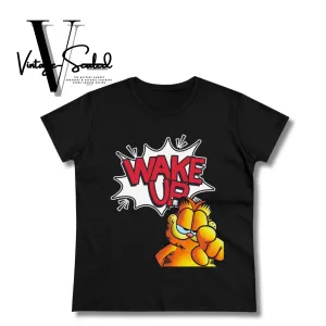 Vintage-Sealed GARFIELD "WAKE UP" Apparel T-Shirts Short Sleeves| Brand New Women's Fashion