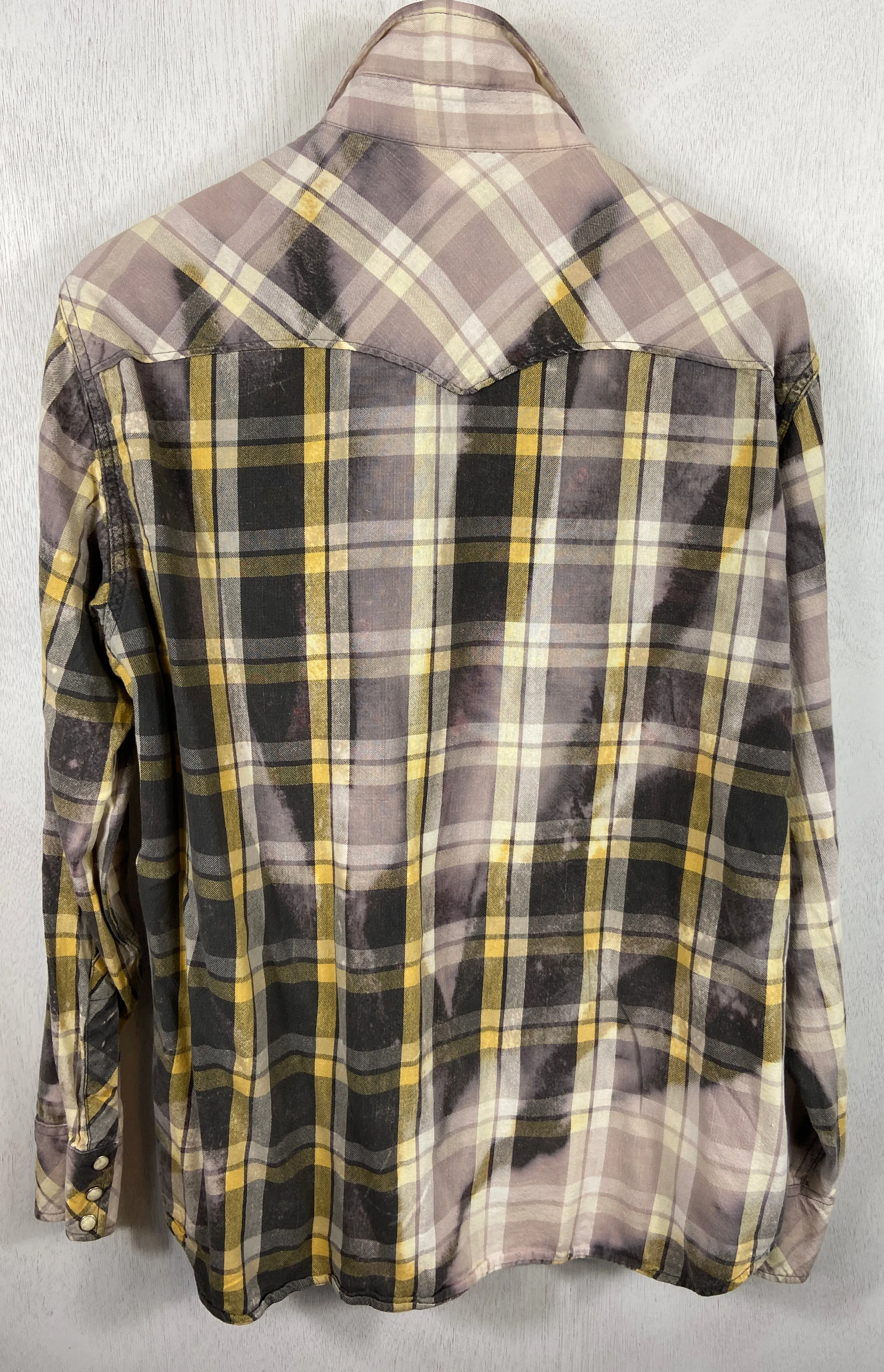 Vintage Western Style Grey and Yellow Flannel Size Large